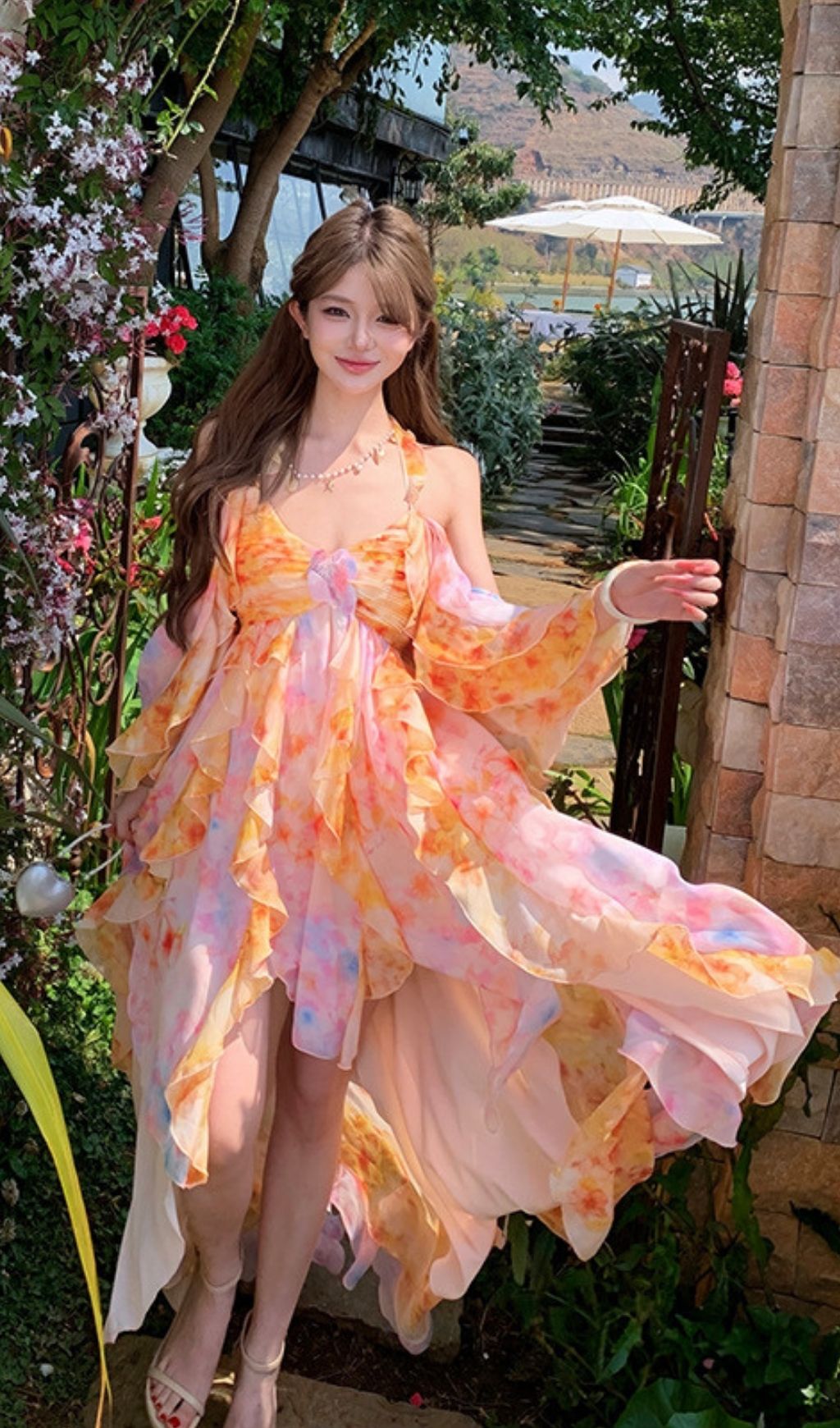 f2d8b50927f103cfacebf5a8c6770950.jpg Fashionslee Women Komali Printed Butterfly Ruffle Maxi Dress