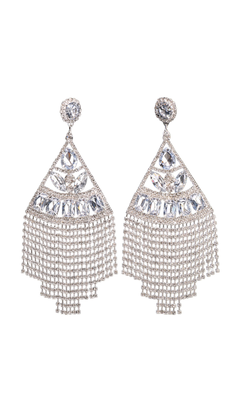 Fashionslee Women Gold Statement Crystal Drop Tassel Earrings