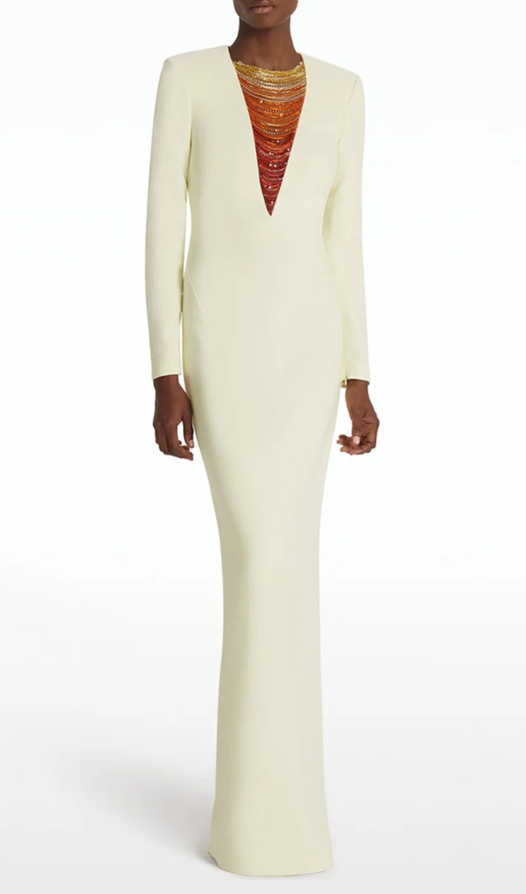 Fashionslee Women Eusebia Ivory Beaded Long Sleeve Maxi Dress
