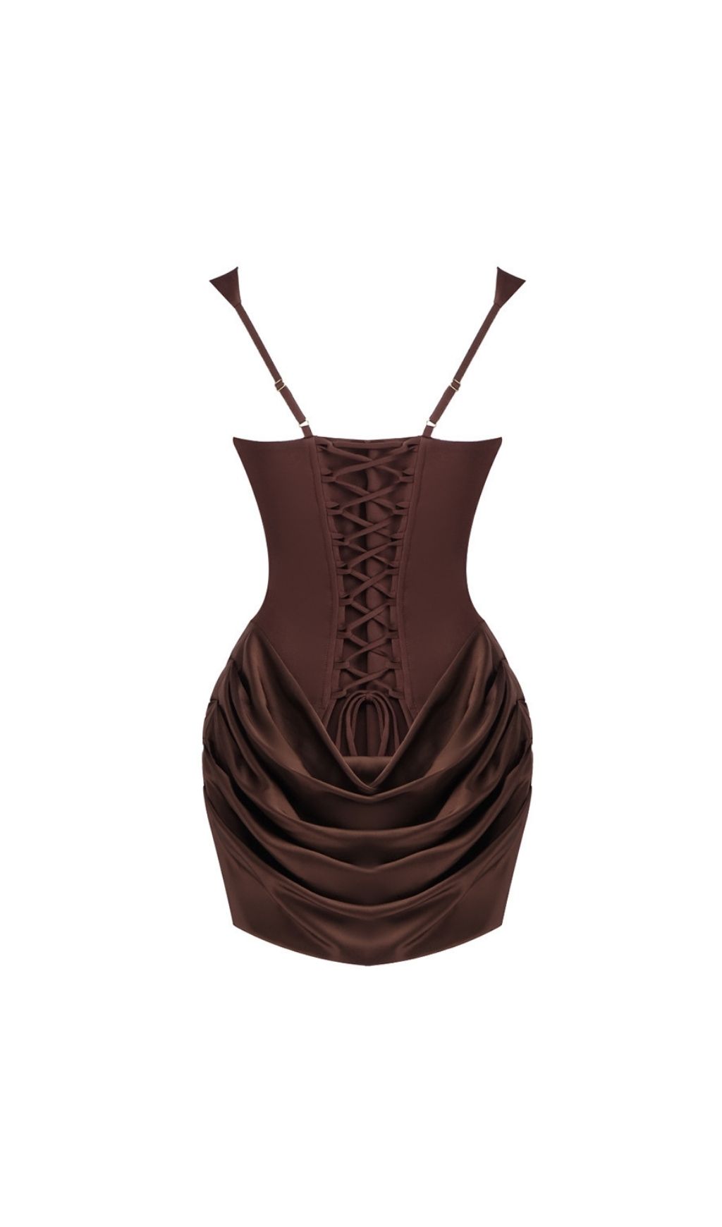 f36a8af3c42a14bf4634d808fd33d8fa.jpg Fashionslee Women Katlyn Brown Ruched Mini Dress