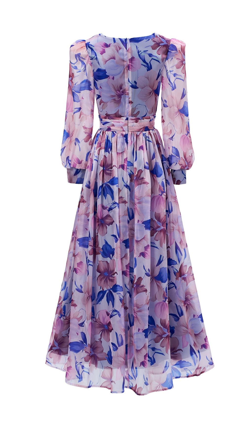 Fashionslee Women Ferial Blue Floral Printed Long Sleeve Maxi Dress