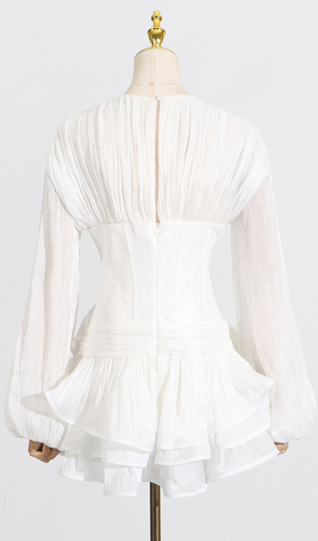 Fashionslee Women Darion White Corset Flower Long Sleeve Mini Dress