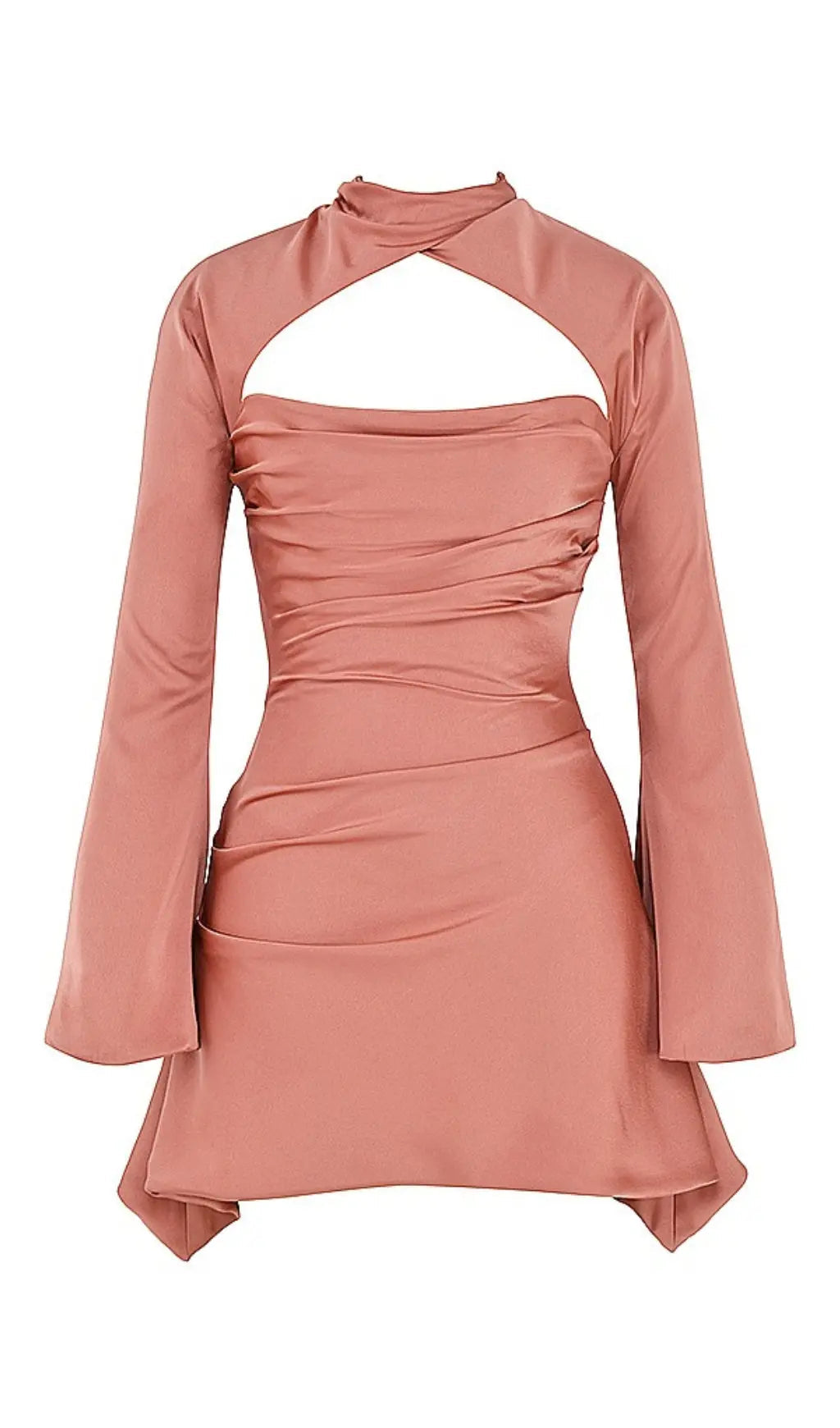 Fashionslee Women Draped Mini Dress In Rose Pink