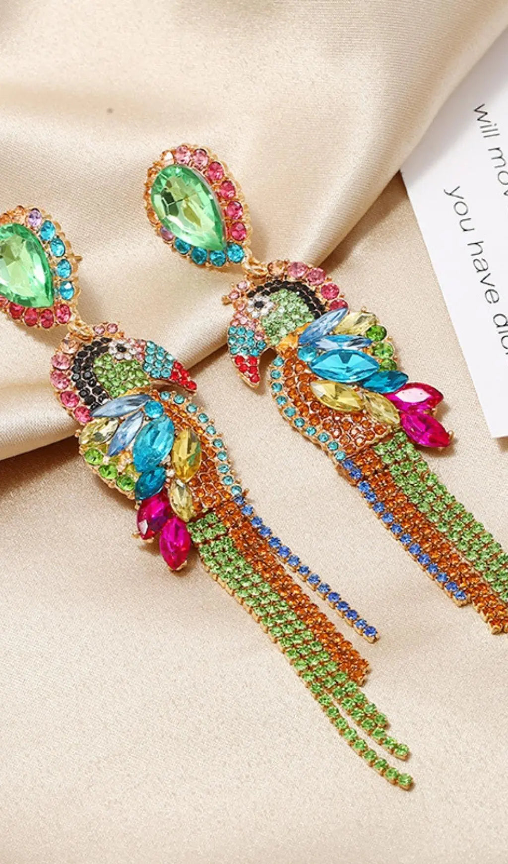 VINTAGE VIBE PARROT DIAMANTE EARRINGS - OWNCI