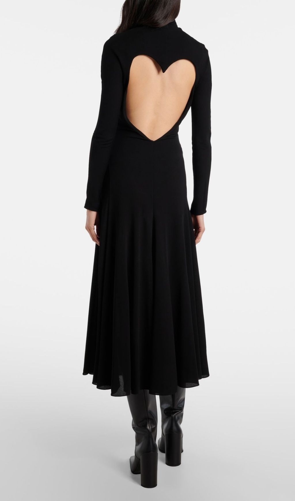 Fashionslee Women Katina Black Long Sleeve Heart Midi Dress