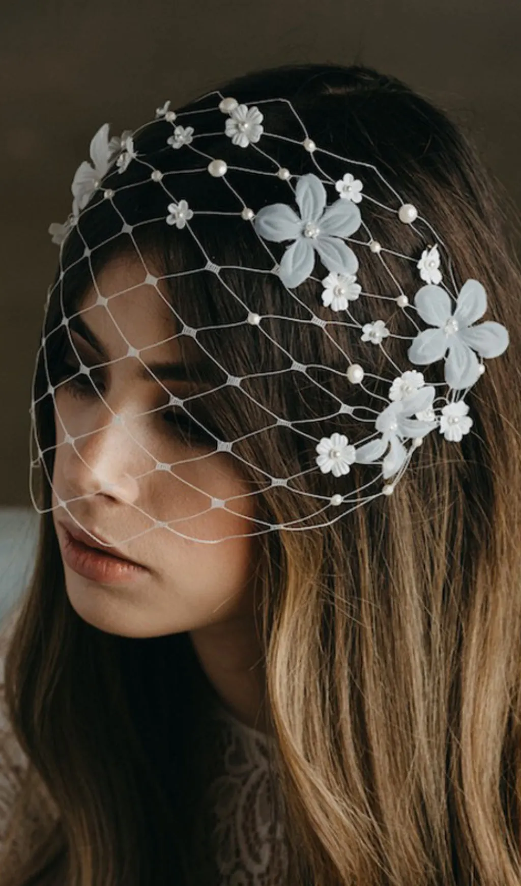 VINTAGE PEARL PETAL VEIL – AESTHETIC WEDDING - OWNCI