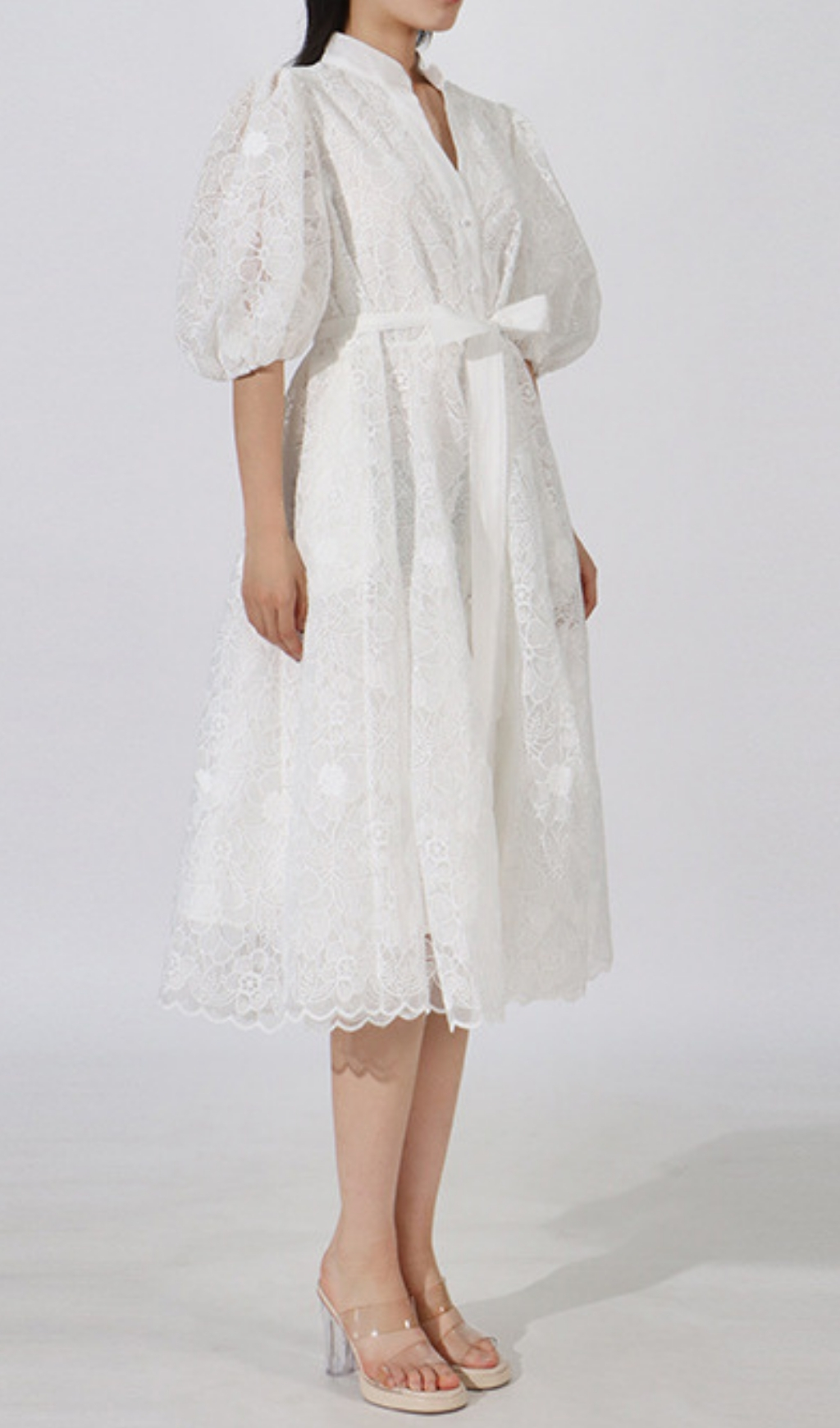 Fashionslee Women Emeril Puff-Sleeve Embroidery Midi Dress
