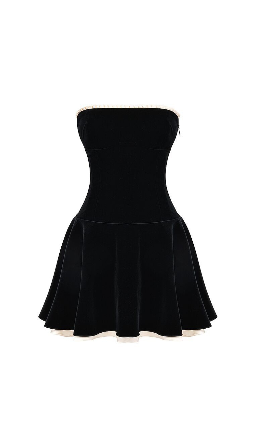 Fashionslee Women Christ Black Strapless Velvet Mini Dress