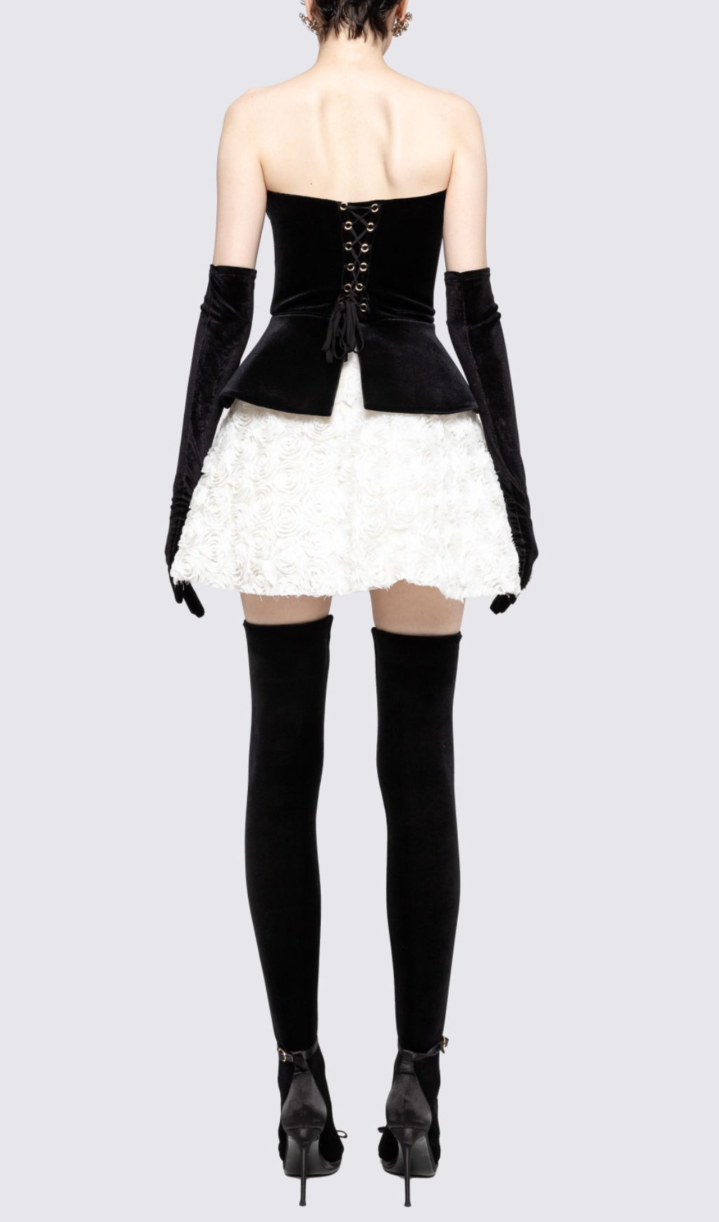 Fashionslee Women Gefion Strapless Lace-Up Flower Skirt Set