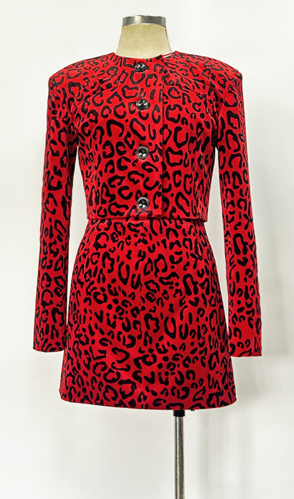 Fashionslee Women Georgi Red Leopard Two-Piece Set