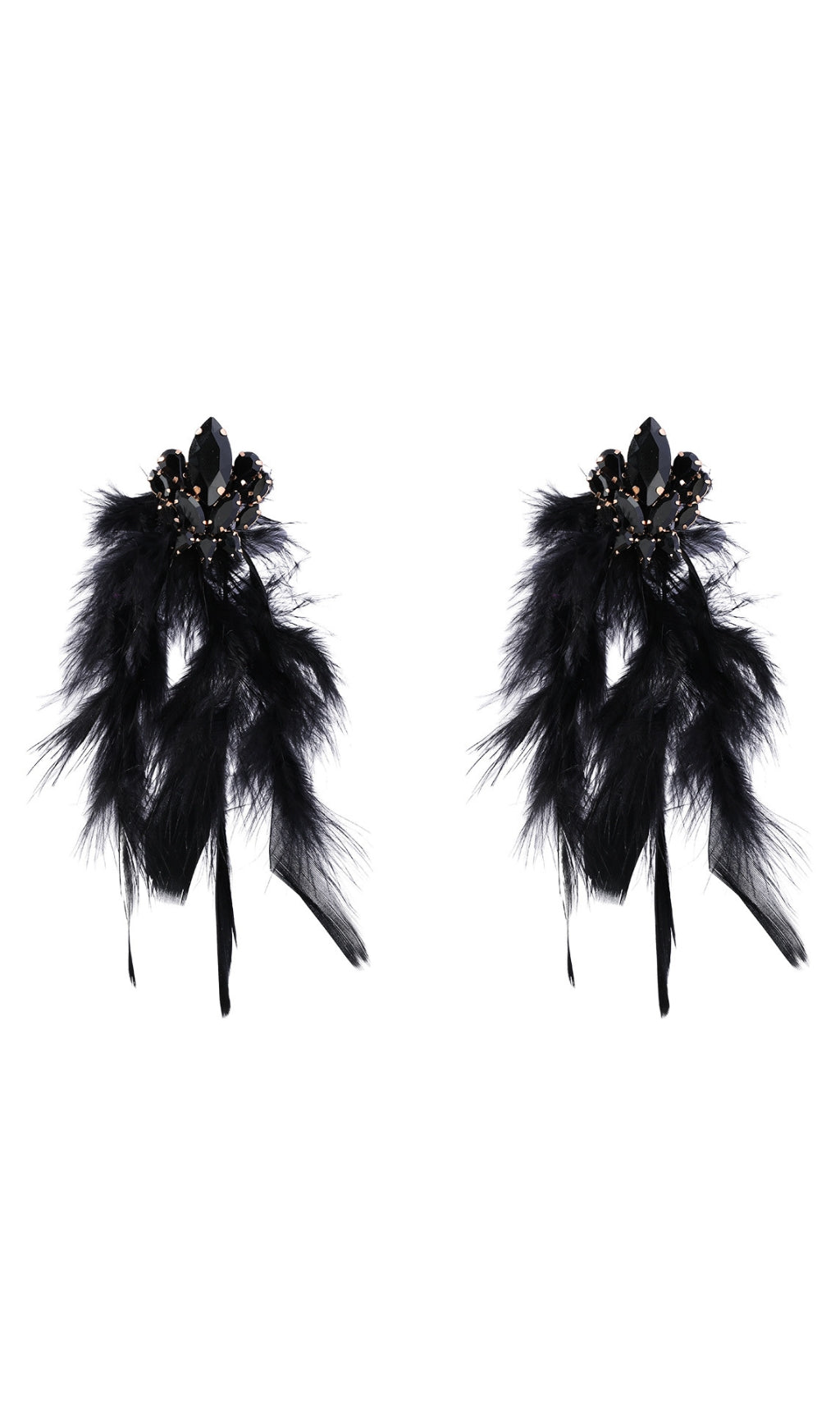 Fashionslee Women Rhinestone Feather Earrings