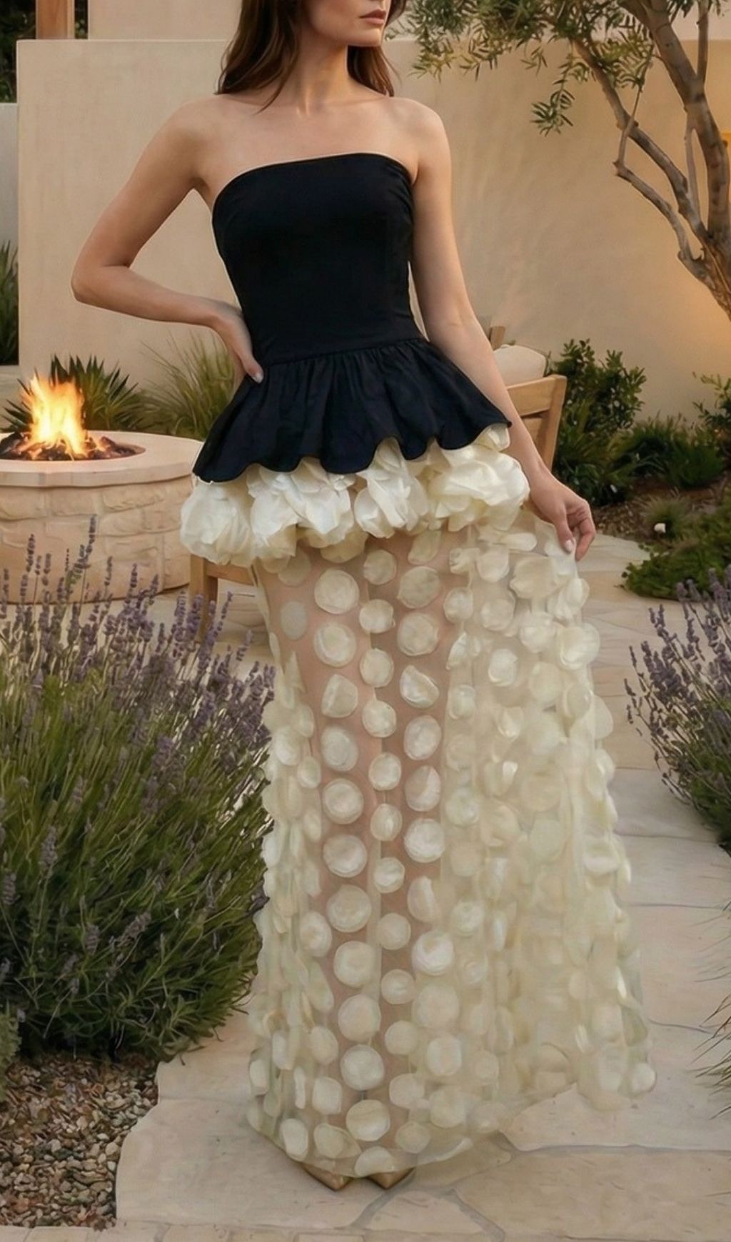 f4aac36c964cfb58bfc4d7fa0c71f942.jpg Fashionslee Women Kaleigh Strapless Petal Maxi Dress