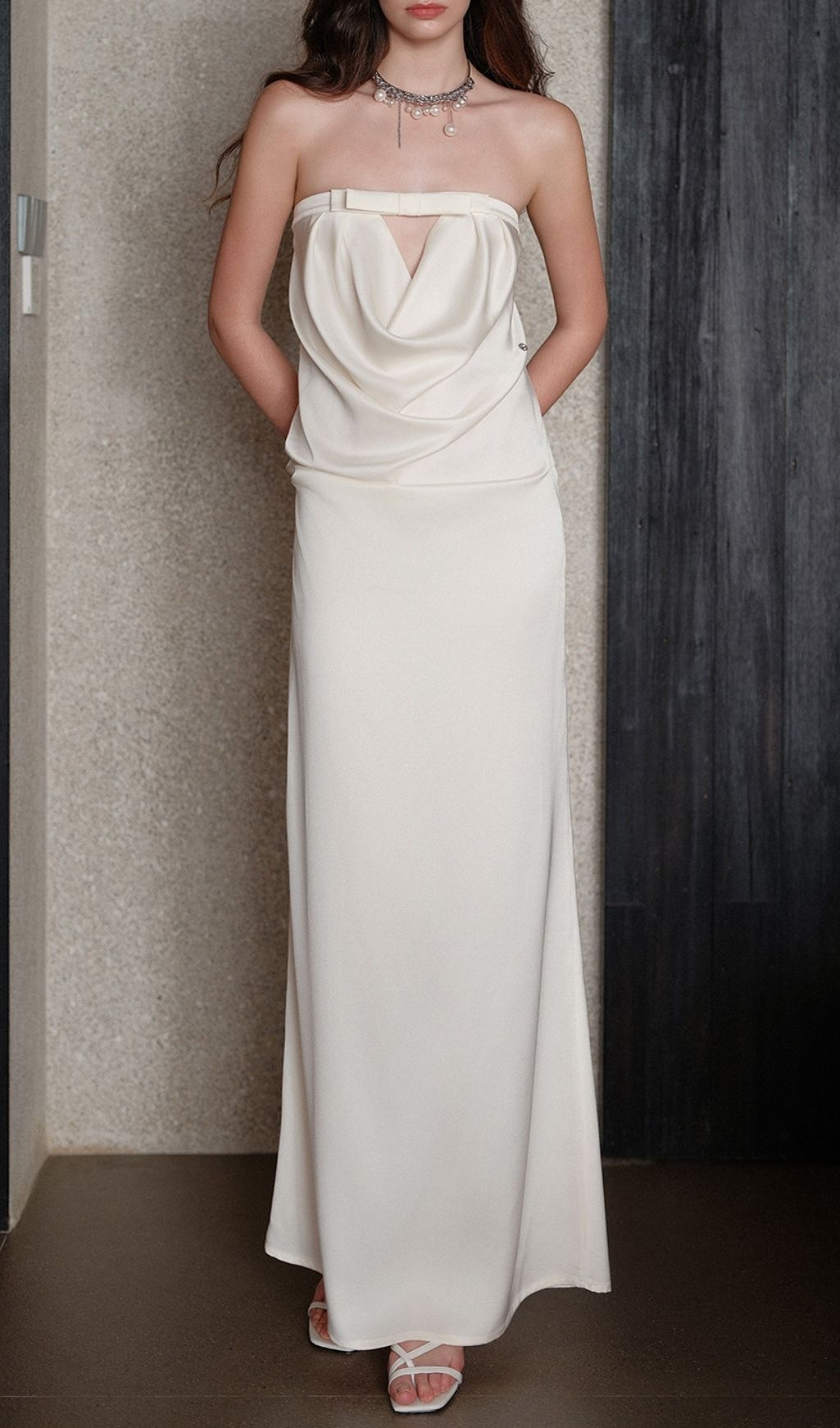 Fashionslee Women Khadija White Strapless Maxi Dress