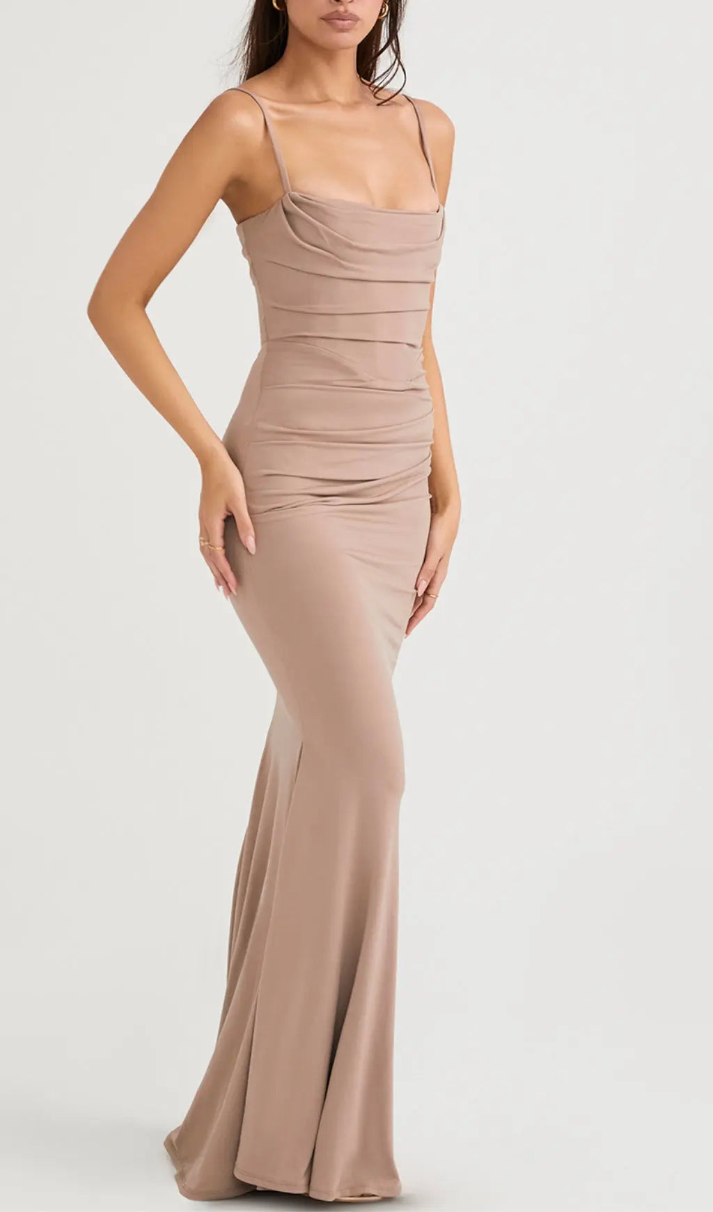 TRENDING ALMOND JERSEY CORSET MAXI DRESS - OWNCI TRENDING ALMOND JERSEY CORSET MAXI DRESS - OWNCI