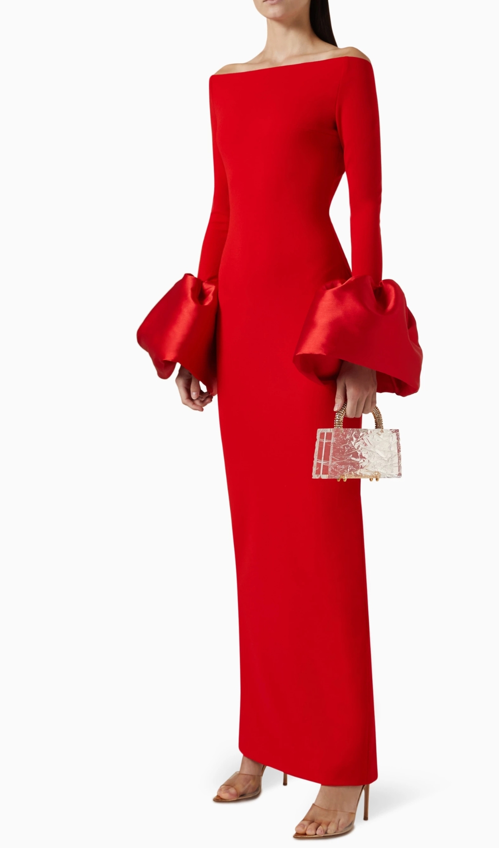 Fashionslee Women Chelsi Red Long Sleeve Maxi Dress