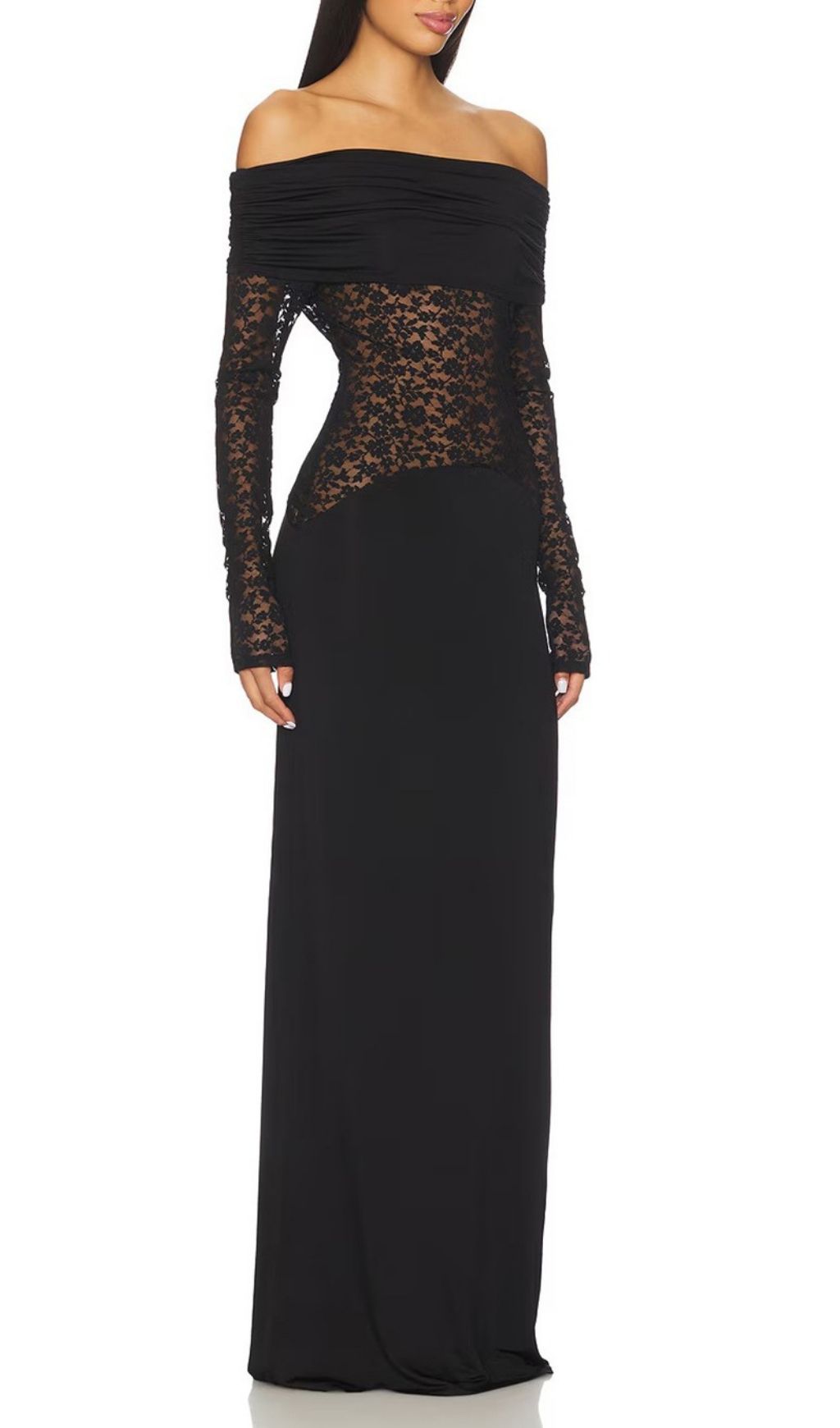 f4c799b770667705ac441b664120a5d9.jpg Fashionslee Women Kashiti Black Off-Shoulder Lace Maxi Dress