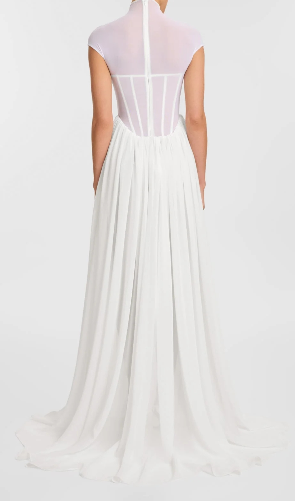 Fashionslee Women Gabija White Corset Mesh Maxi Dress