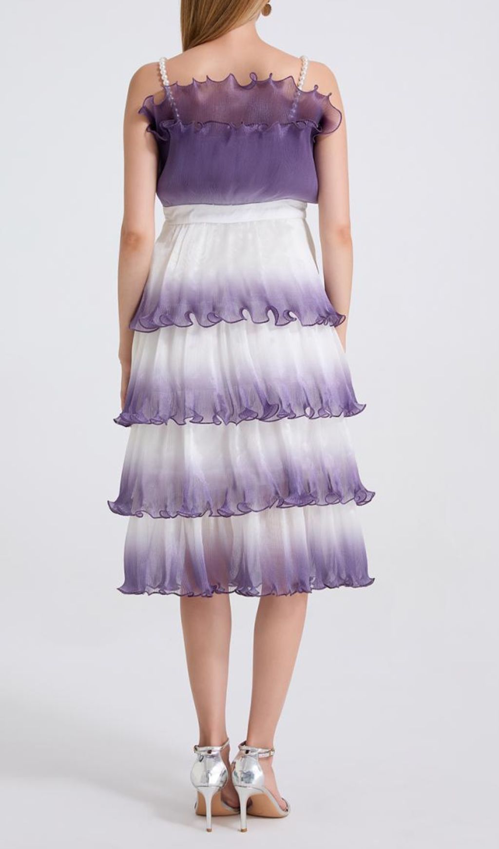 Fashionslee Women Fiene Purple Strappy Cake Midi Dress