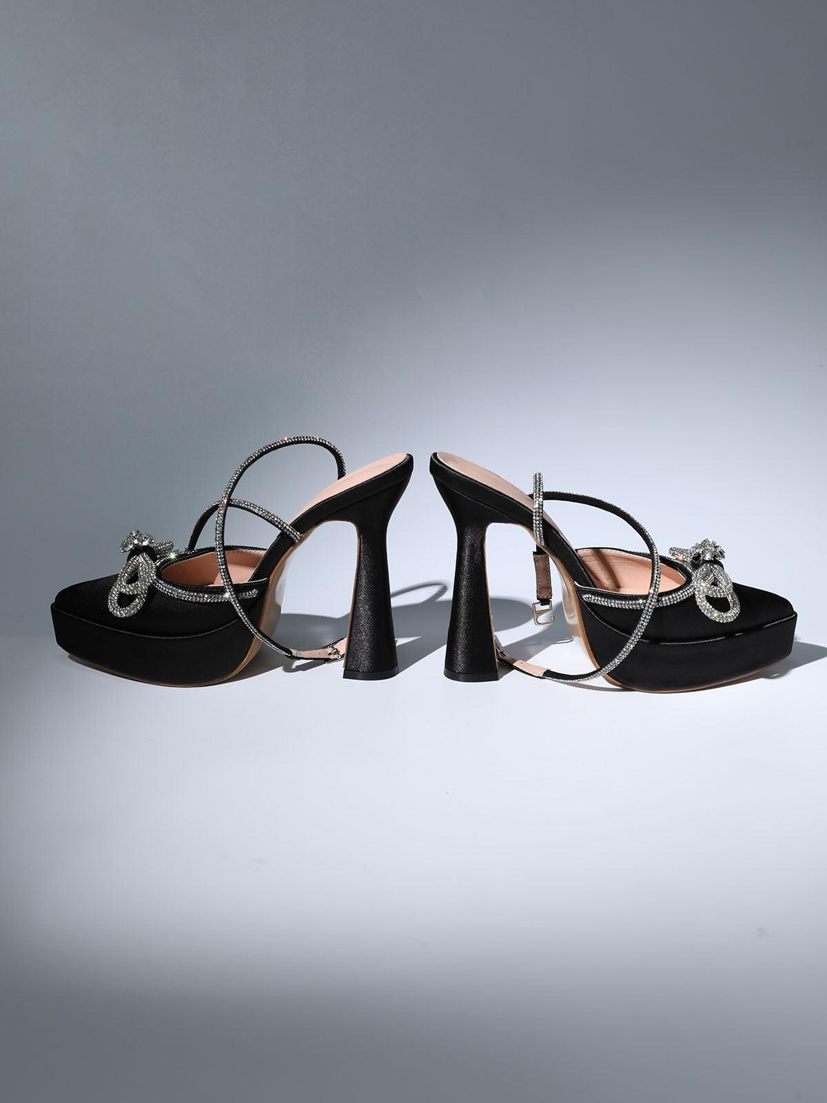 f53525bd3c43c3d42bb881ade6c14e26.jpeg Fashionslee Women Bow Crystal Satin Heels In Black