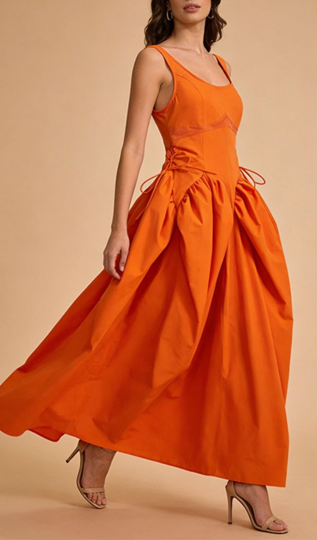 f5543c69e6b9171bc3fcf2bd0beb349f.jpg Fashionslee Women Kathryne Orange Sleeveless Midi Dress