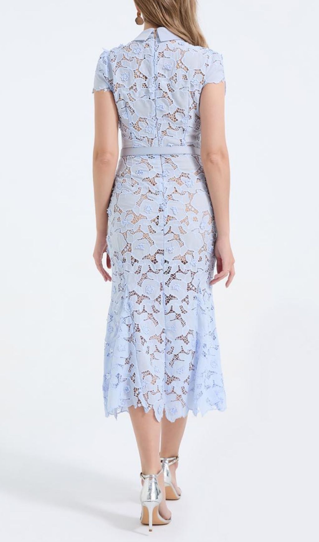 Fashionslee Women Kennita Blue Lace Midi Dress