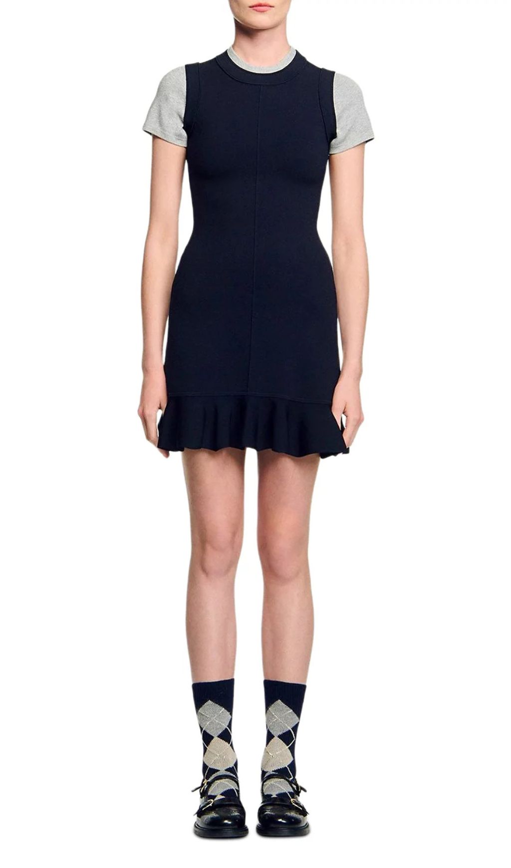 Fashionslee Women Contrast Short Sleeve Knit Dress
