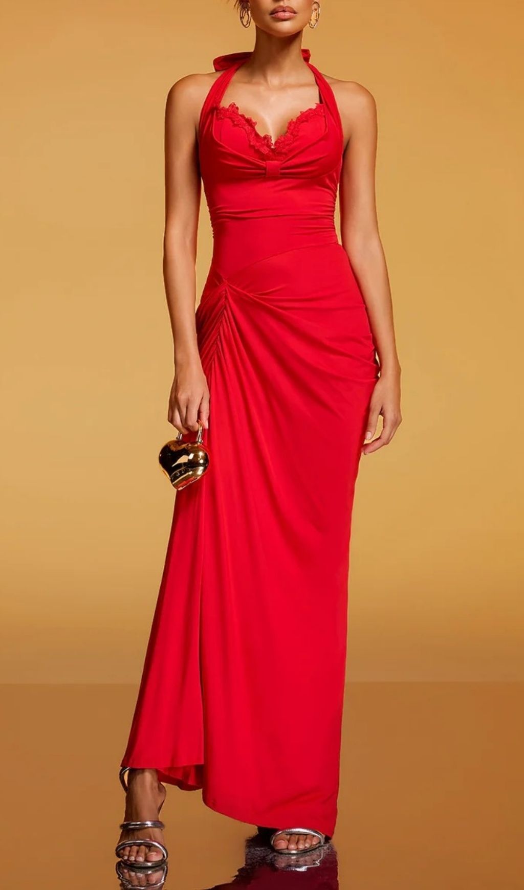 f5665115d2791aaf84ff6a843073ae73.jpg Fashionslee Women Rethik Halterneck Ruched Split Maxi Dress