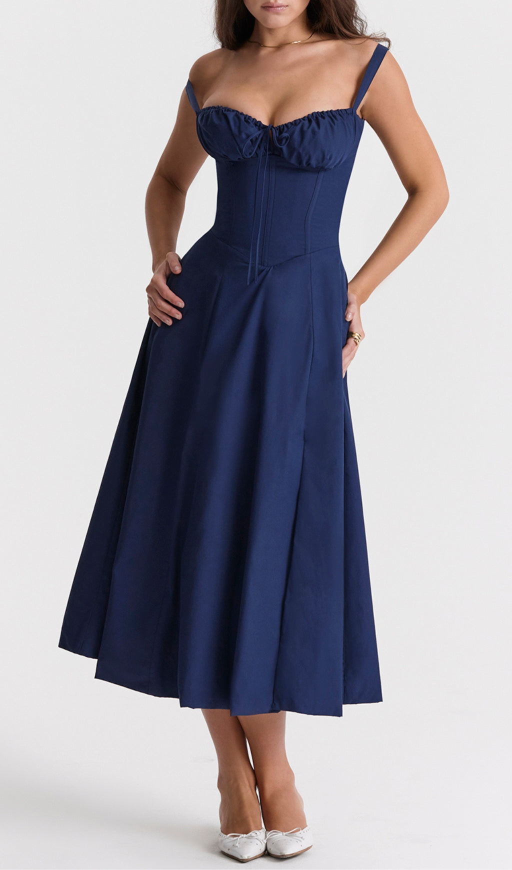 f62d287758b29d904abc8a00aea5f9cb.jpeg Fashionslee Women French Navy Bustier Sundress