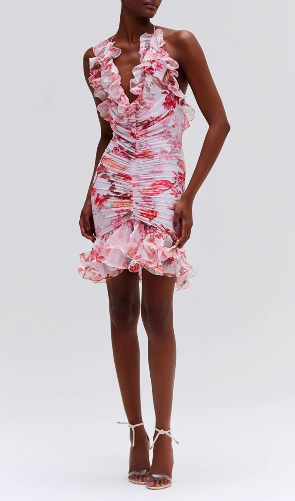 Fashionslee Women Floral Haze Stretch Tulle Sleeveless Mini Dress