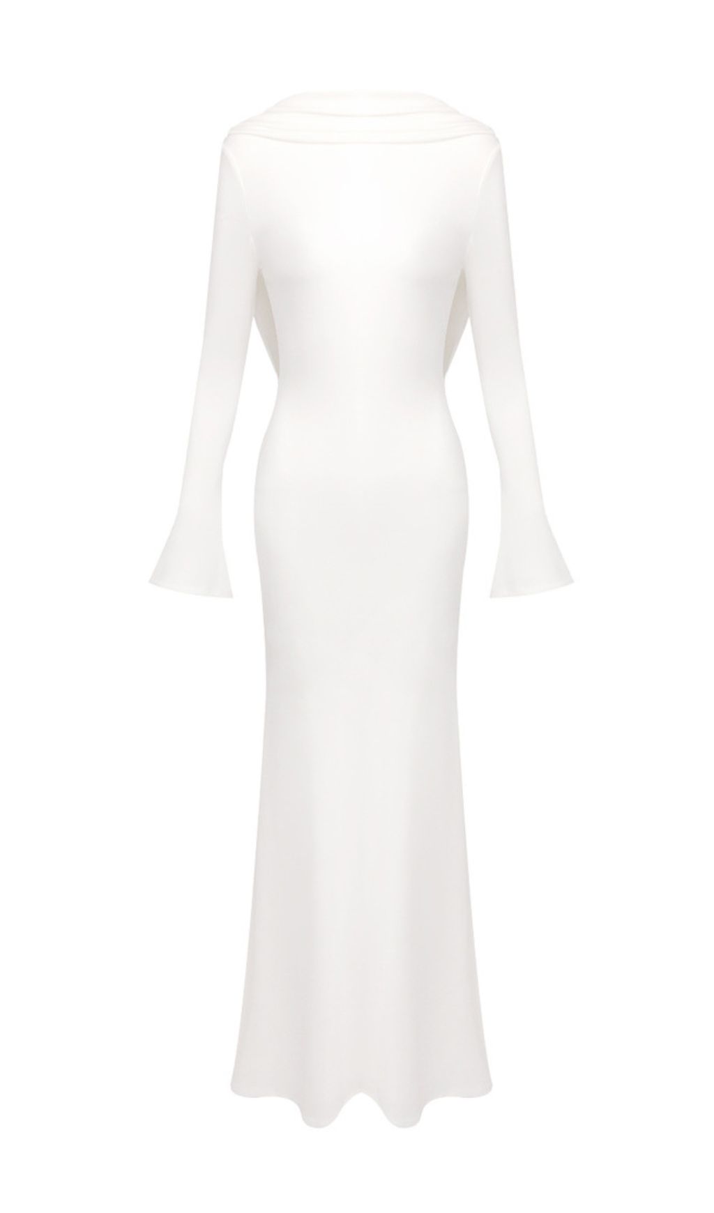 Fashionslee Women Joachim White Backless Long Sleeve Maxi Dress