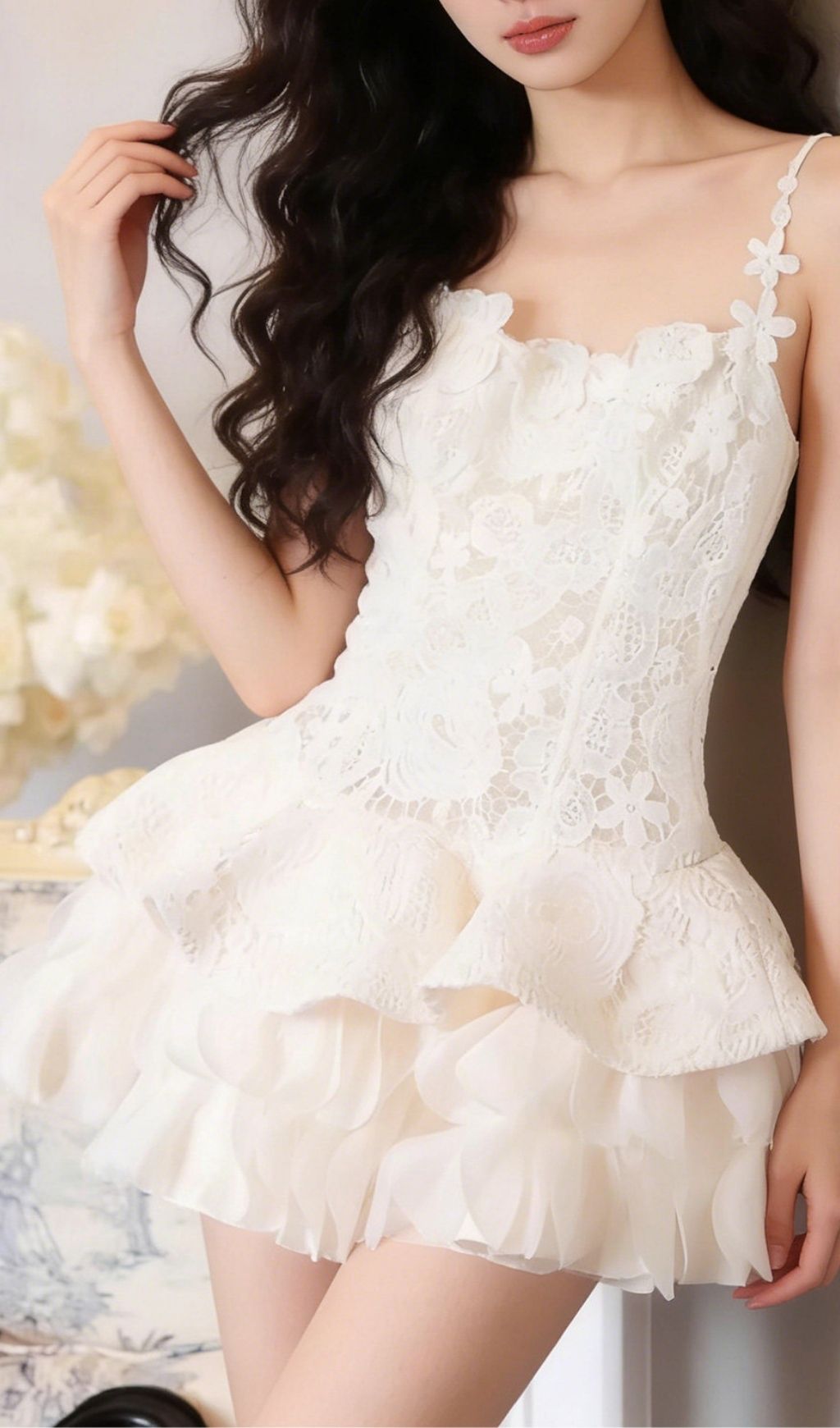 Fashionslee Women Kamilah Flower Embroidery Mini Dress