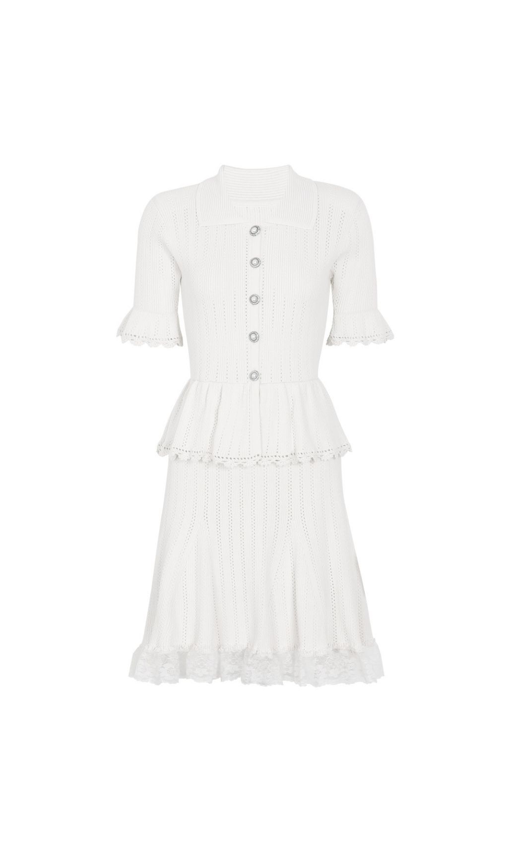 Fashionslee Women Khosrow White Lace Knit Mini Dress