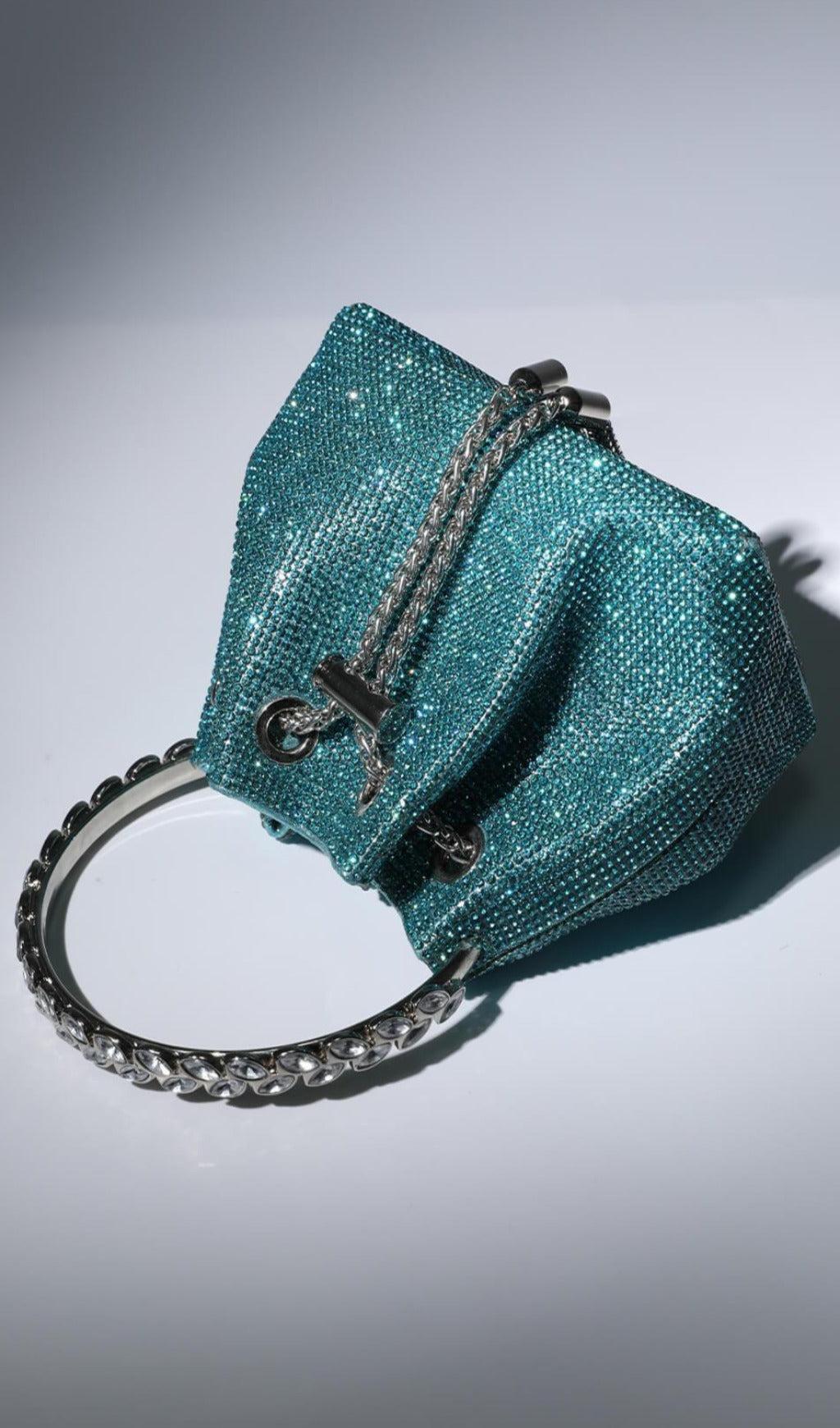Fashionslee Women Crystal Embellished Bucket Bag In Blue