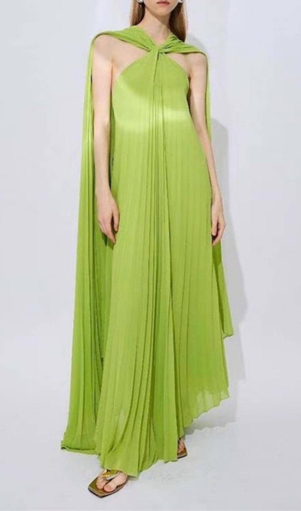 Fashionslee Women Ellaruth Green Pleated Maxi Dress