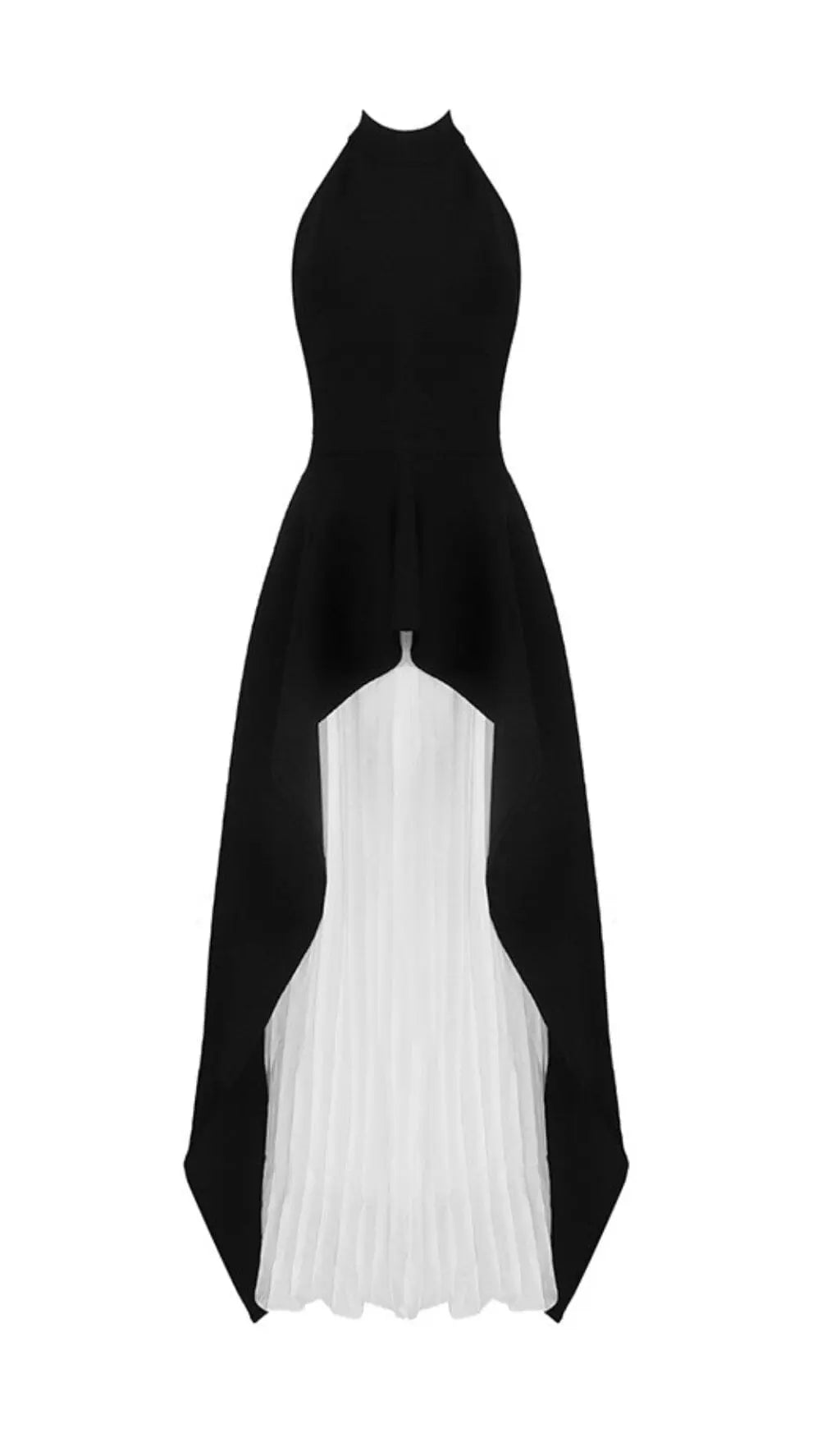 Fashionslee Women Bandage Halter Irregular Maxi Dress In Black And White