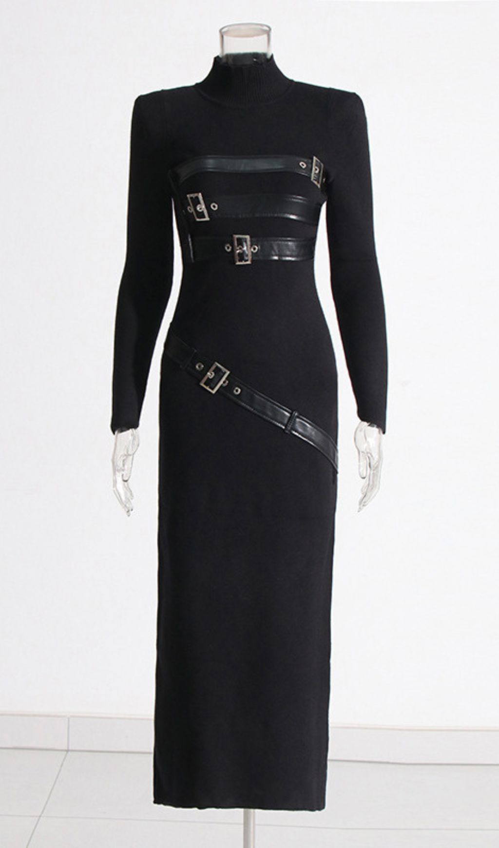 f7a06797e4cb5fa62a3f7eccac2436ca.jpg Fashionslee Women Isai Black Belt Long Sleeve Maxi Dress
