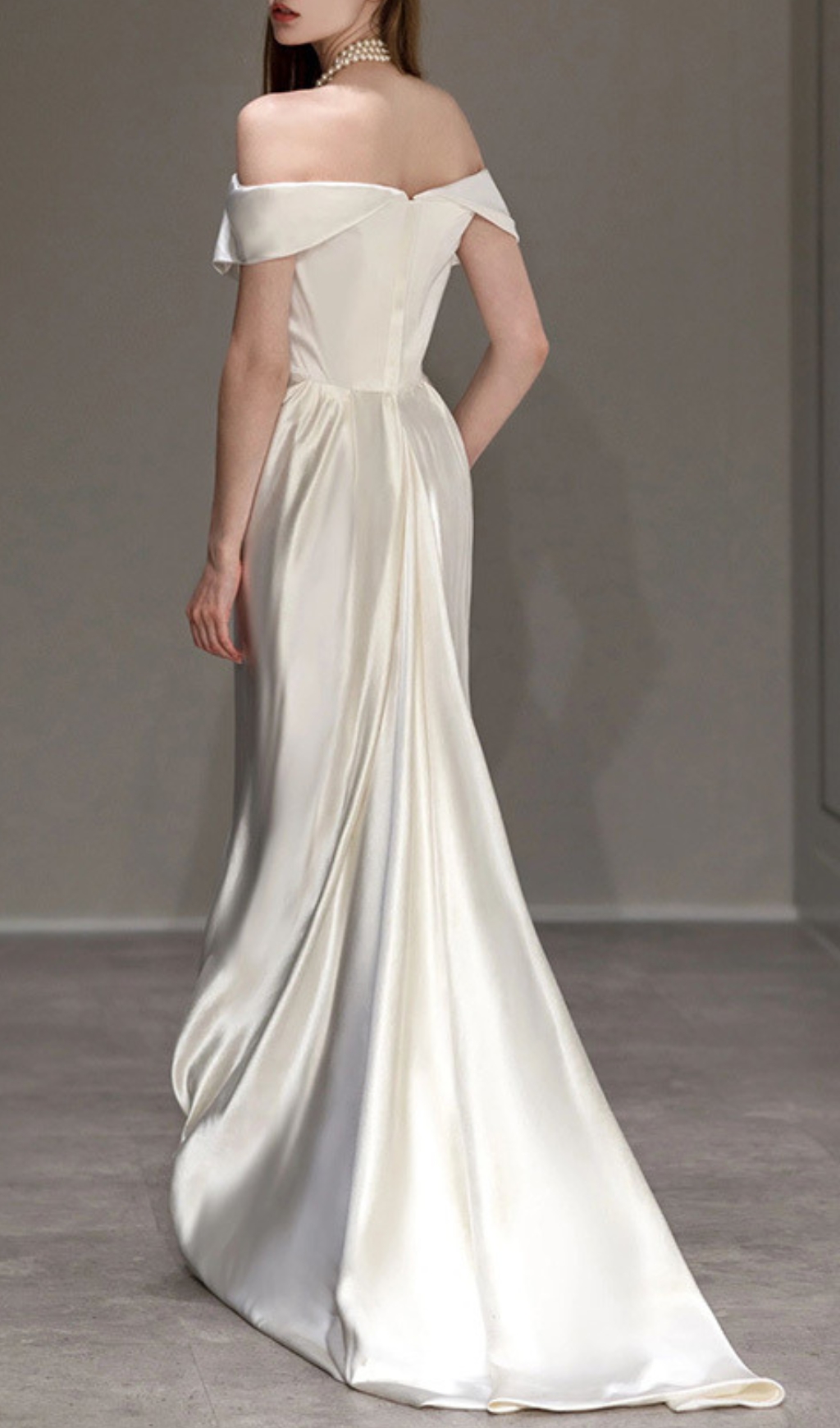 Fashionslee Women Carmiya Satin Off-Shoulder Wedding Dress