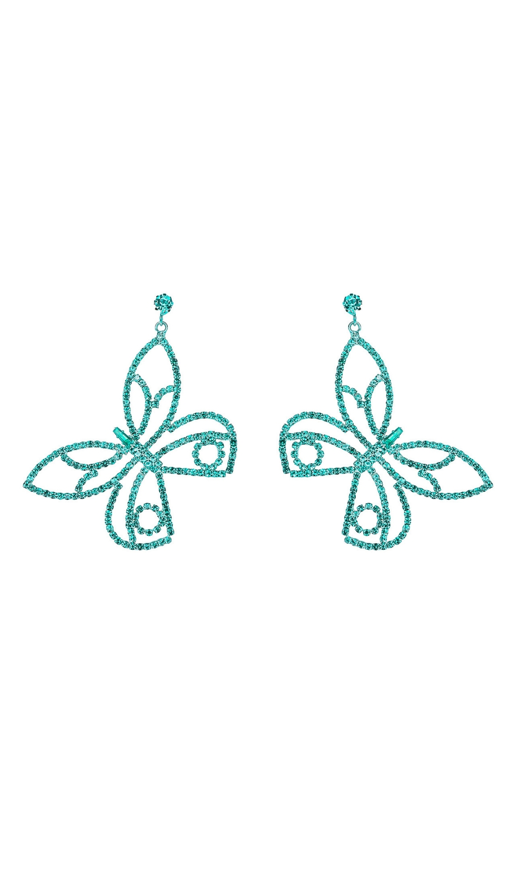 Fashionslee Women Dougal Blue Rhinestone Butterfly Earrings
