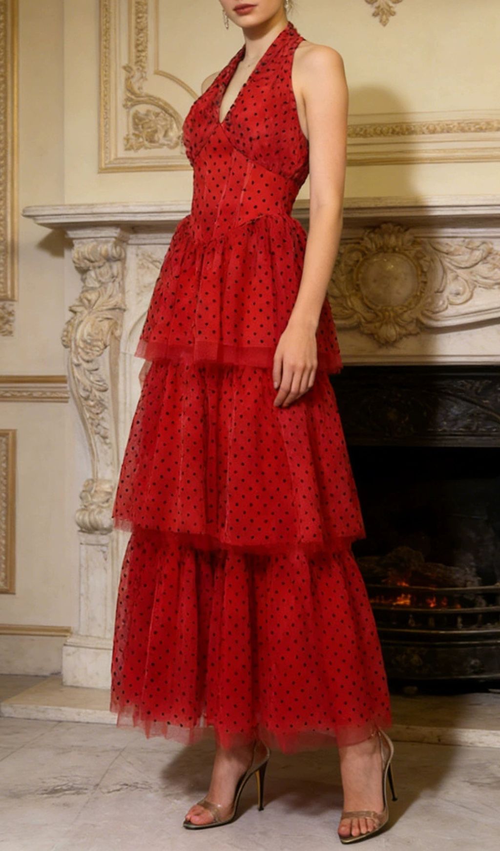 f83239936bb34771f97cf56484f7c2e8.jpg Fashionslee Women Janika Dot Halter Layered Maxi Dress