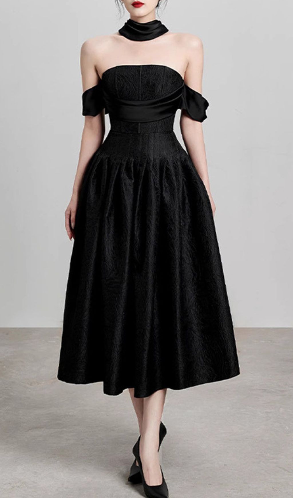 Fashionslee Women Jela Black Corset Midi Dress