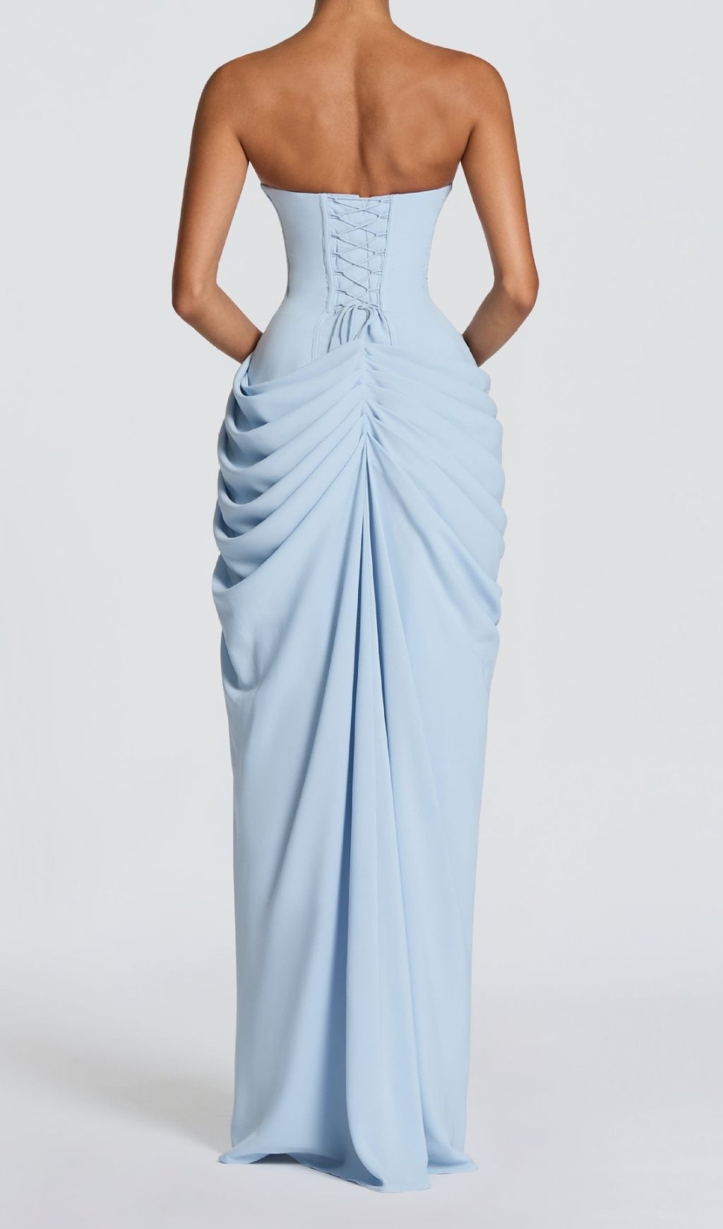 Fashionslee Women Kellyn Blue Strapless Corset Maxi Dress