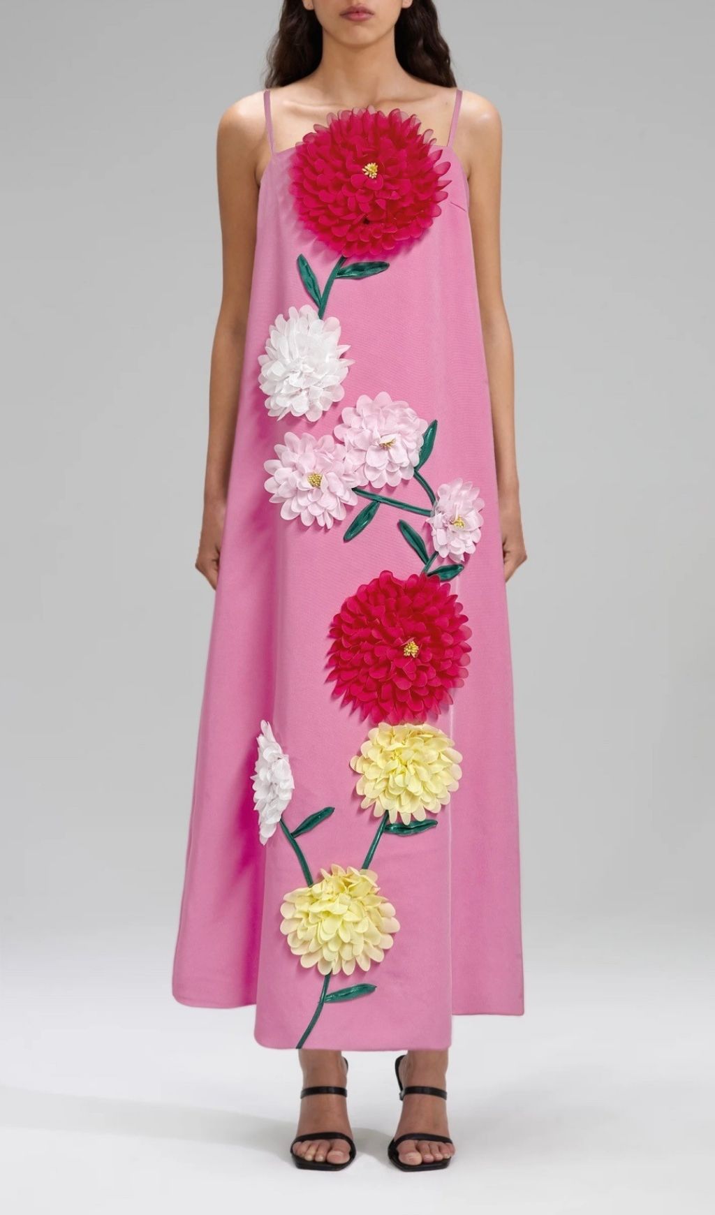 Fashionslee Women Erica Pink Strappy Flower Maxi Dress