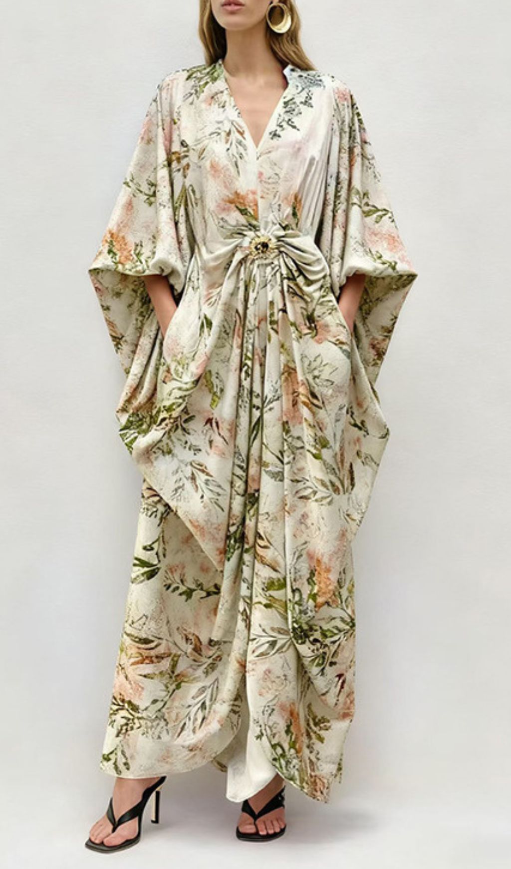 Fashionslee Women Jeanine Printed Long Sleeve Maxi Dress