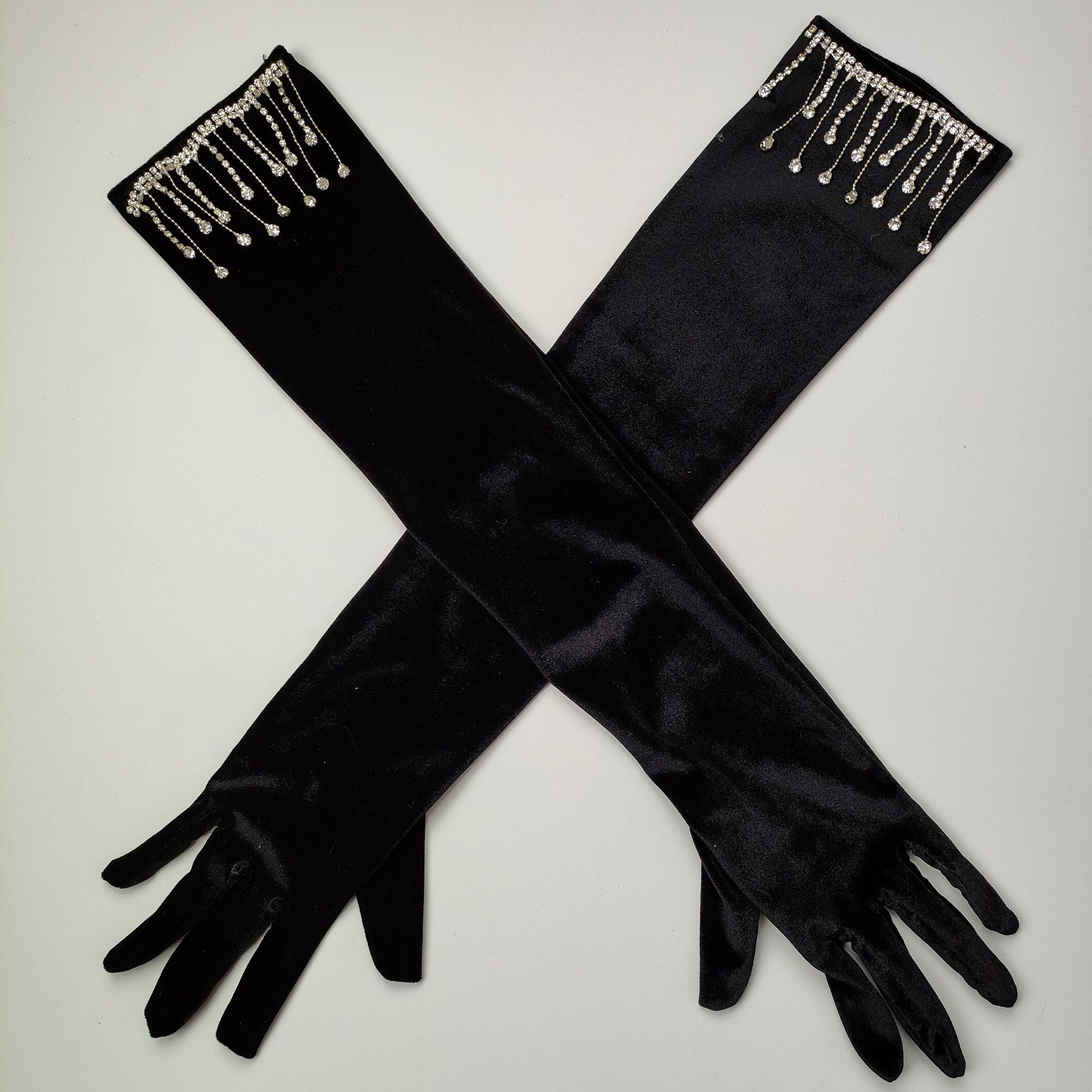 f875852c111904e7b8d50339f6fe1a5a.jpeg Fashionslee Women Velvet Rhinestones Long Gloves With Fringe