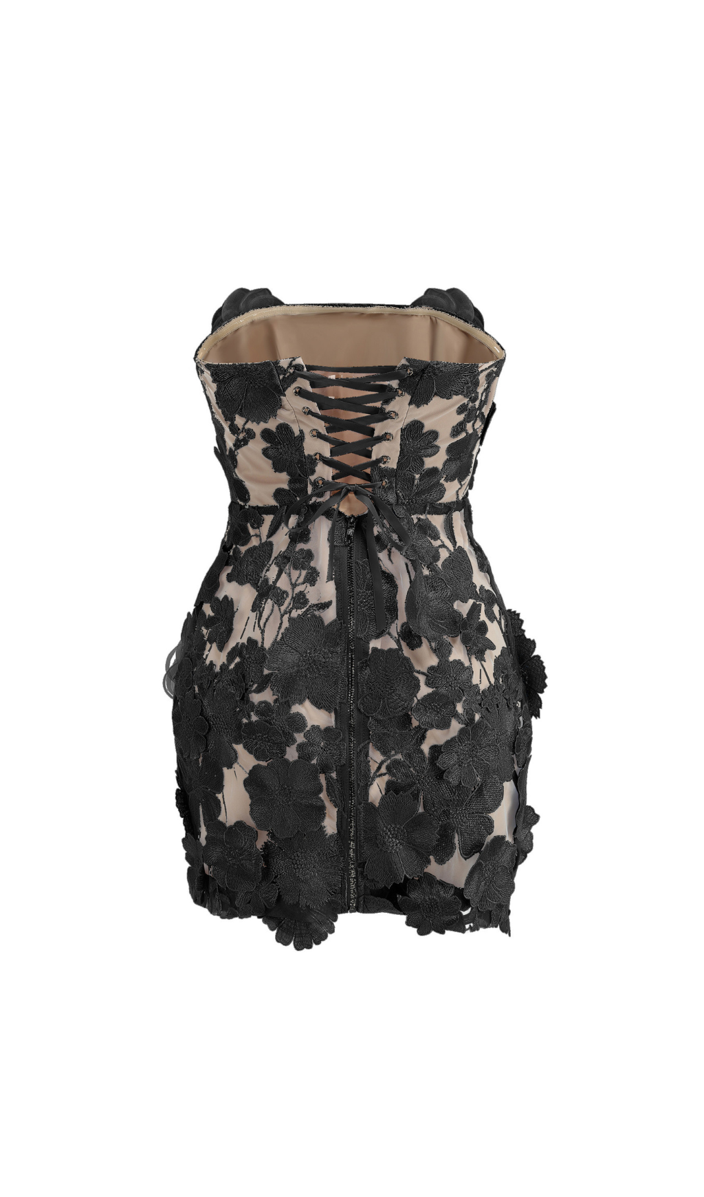 f8a5c9a27e0c6dc25990aafb6fdadcf4.png Fashionslee Women Enya Black Strapless Flower Mini Dress