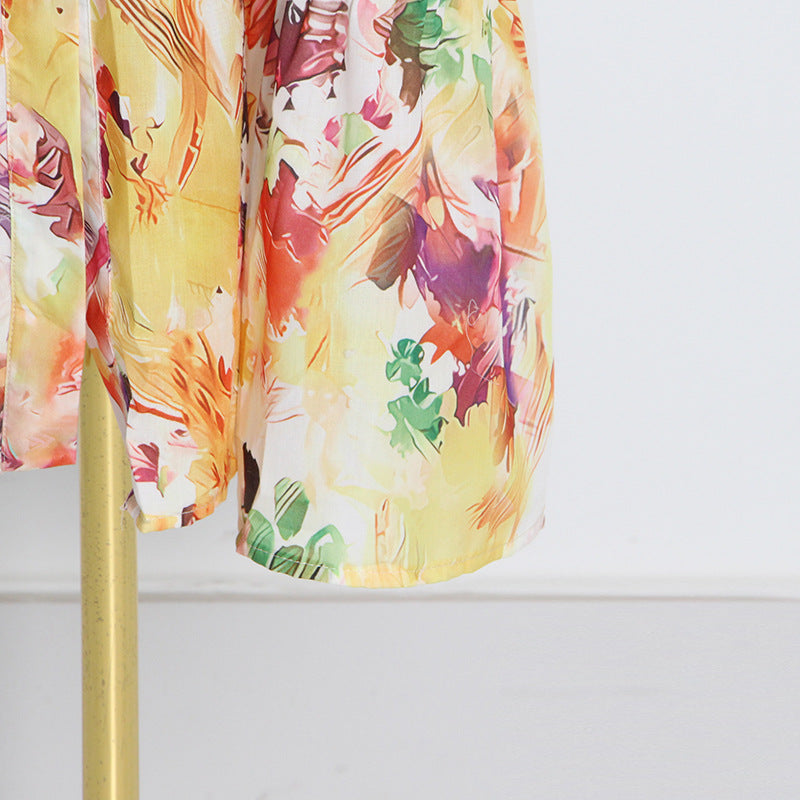 Fashionslee Women Poise Print Silk Midi Dress In Multi-Color