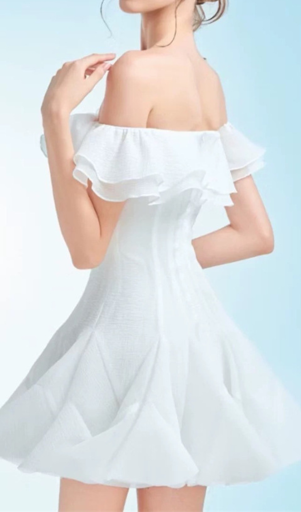 Fashionslee Women Dotty Ruffle Off-Shoulder Mini Dress