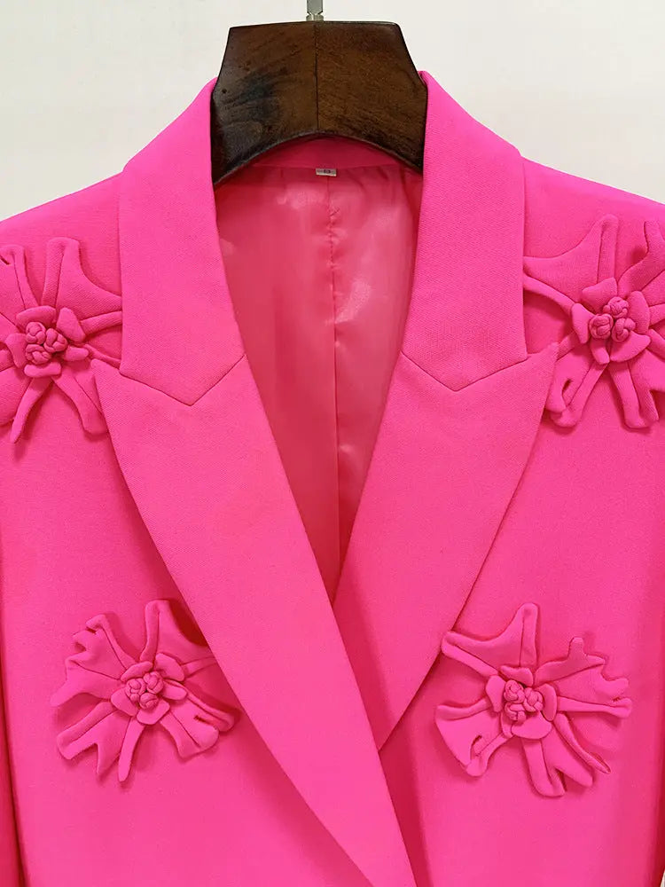 TRENDING PINK 3D FLORAL BLAZER SUIT - OWNCI TRENDING PINK 3D FLORAL BLAZER SUIT - OWNCI