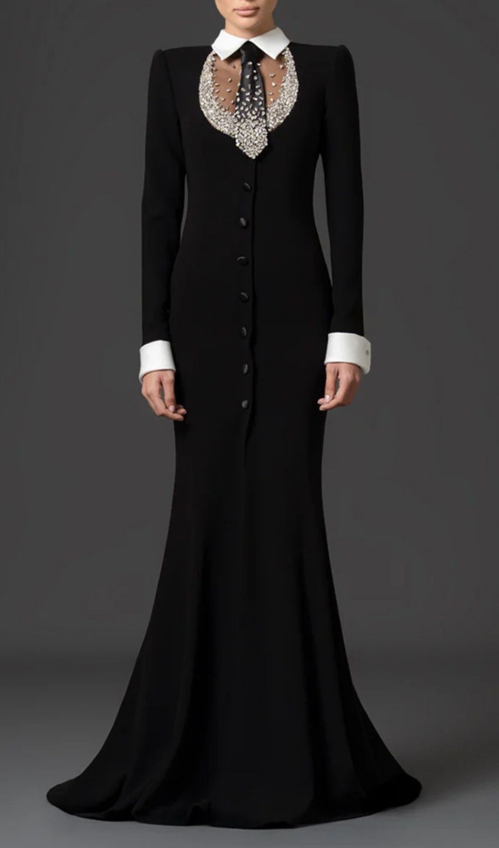 Fashionslee Women Kylee Black Diamante Long Sleeve Maxi Dress
