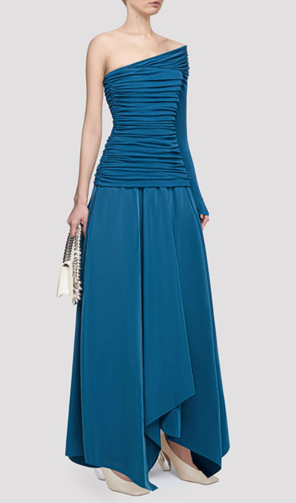 Fashionslee Women Harmon One-Shoulder Ruched Maxi Dress